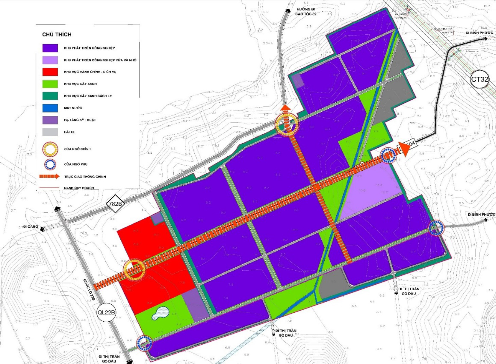 Bản đồ quy hoạch tổng thể sử dụng đất KCN VRG Hiệp Thạnh – phóng to